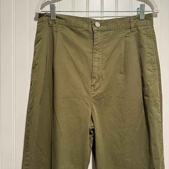 Frame Green Wide Leg Pleated Chino Pants Size 27 - Picture 4 of 8